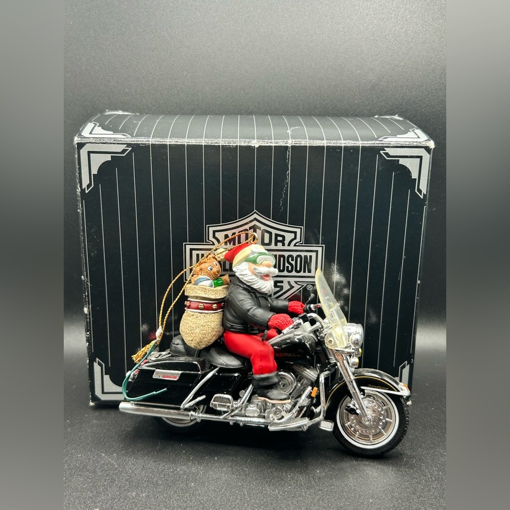 1997 Vintage King Of The Road Santa On A Harley-Davidson Ornament, In Org Box